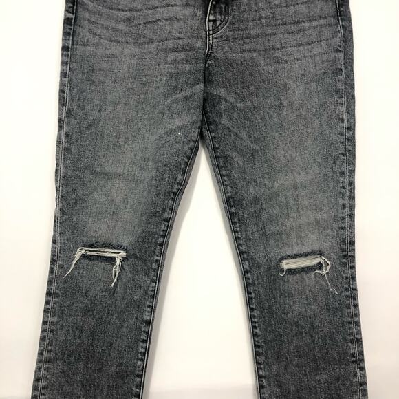 SLVRLAKE Women's Loulou Cropped Distressed Mid-rise Slim-leg Jeans Gray Size 29 - Picture 7 of 14